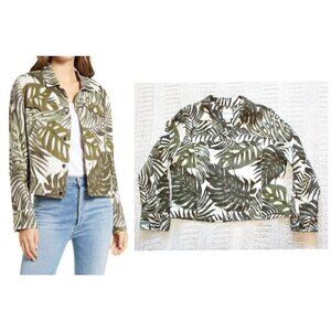 Tommy Bahama Green and White Leaf-Print Cropped Jacket